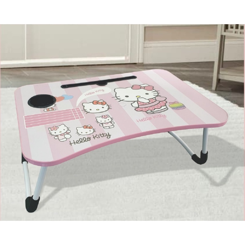 Meja Belajar Lipat Karakter Anak Portable Desk Laptop Serbaguna Anti Slip Slot Gelas Multifungsi new