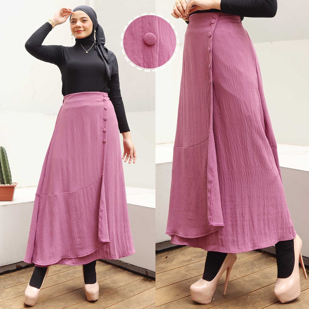 Roselin Skirt -Rok Dua Lapis  Variasi kancing Tersedia 3 size Mrs5