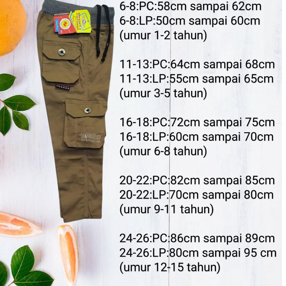 Celana Cargo Panjang anak laki-laki Kolor tali Celana panjang cargo tanggung Remaja SD SMP Size 2th 