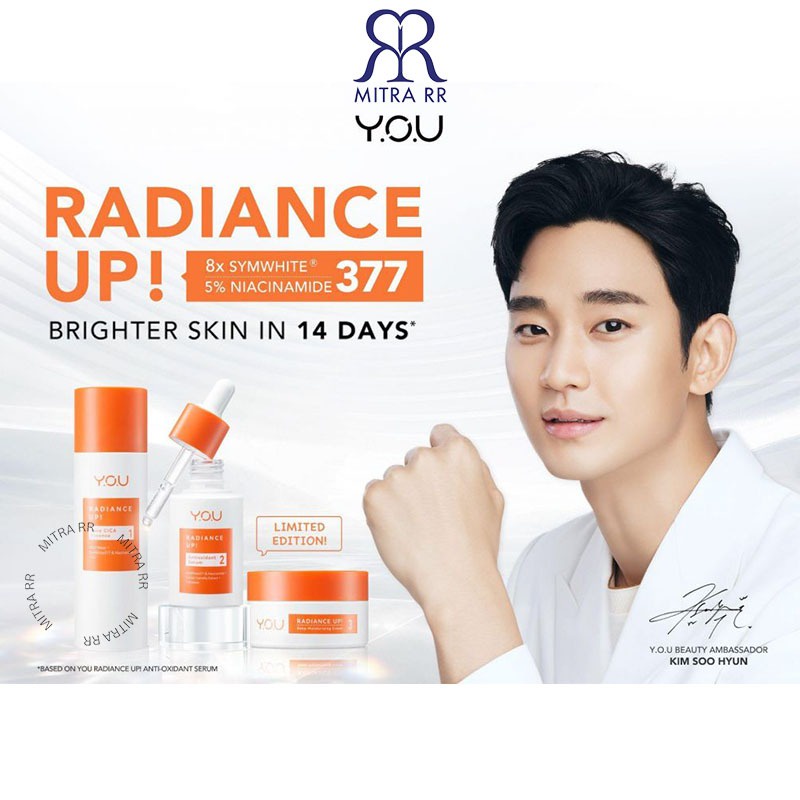 YOU Radiance Up Series | Exfoliating Essence + Brightening Serum + Ceramide Skin Barrier Moisturizer | Skincare Wajah