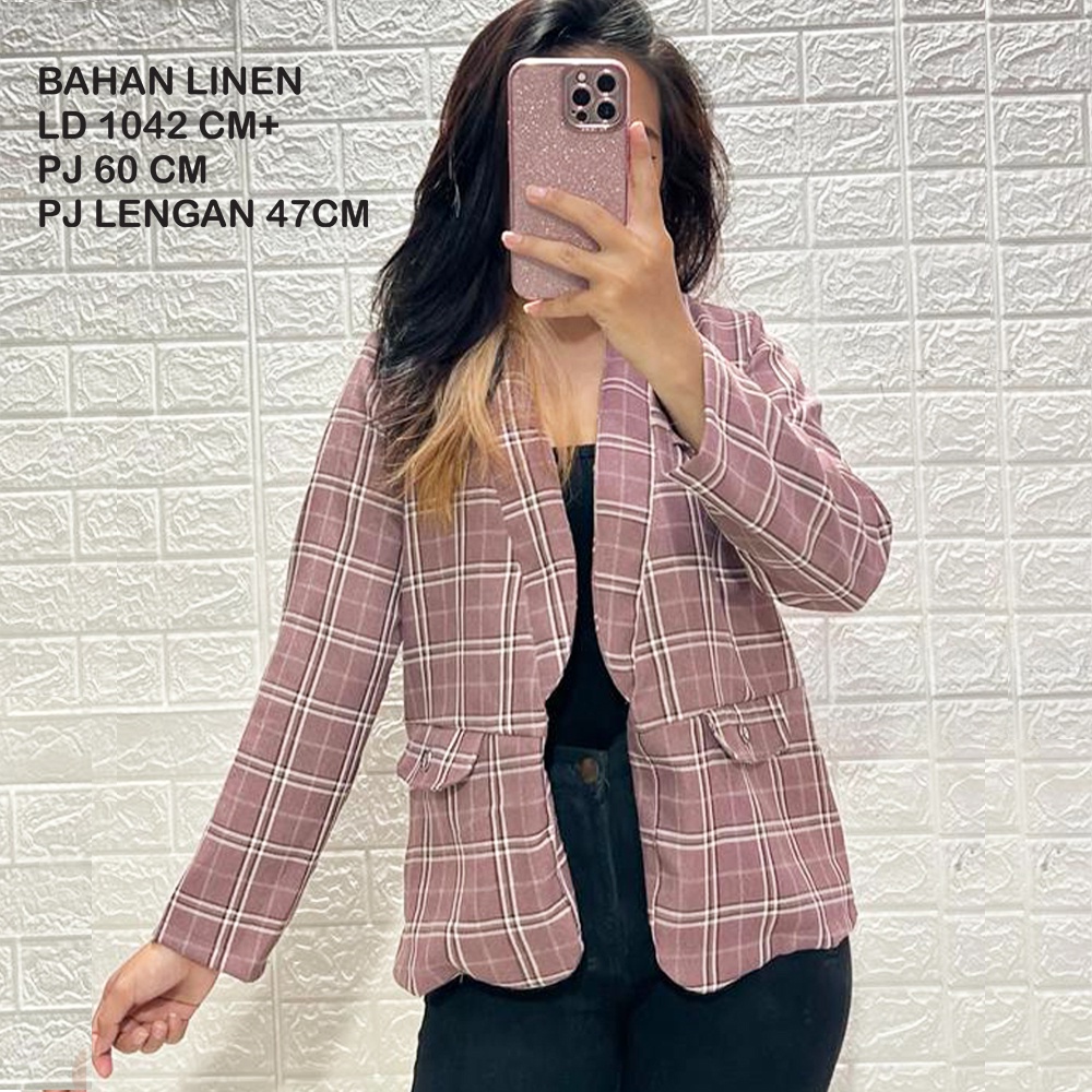 BLAZER WANITA GIZEL  BAHAN LINEN BERKUALITAS 01