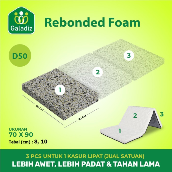 BUSA REBONDED / REBONDED FOAM / KASUR LIPAT 3 70 x 90 / 8 & 10 CM