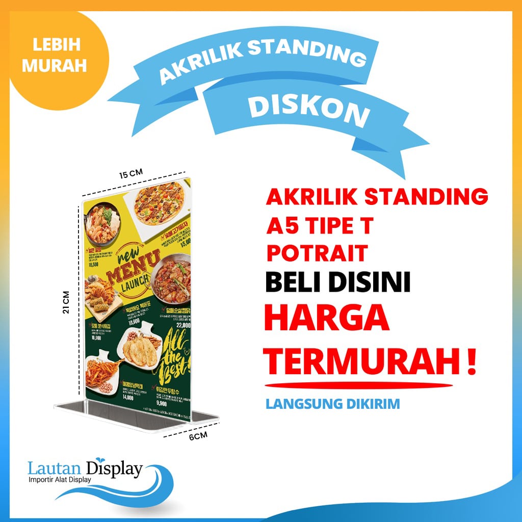 

Standing Akrilik Tent Card Brosur Type T Potrait A5 Acrylic Meja 2mm