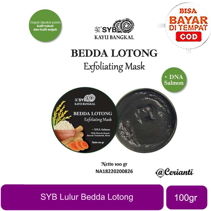 [100GR | KAYU BANGKAL + SALMON DNA | BPOM] SYB KAYU BANGKAL BEDDA LOTONG EXFOLIATING MASK 100GR_Cerianti