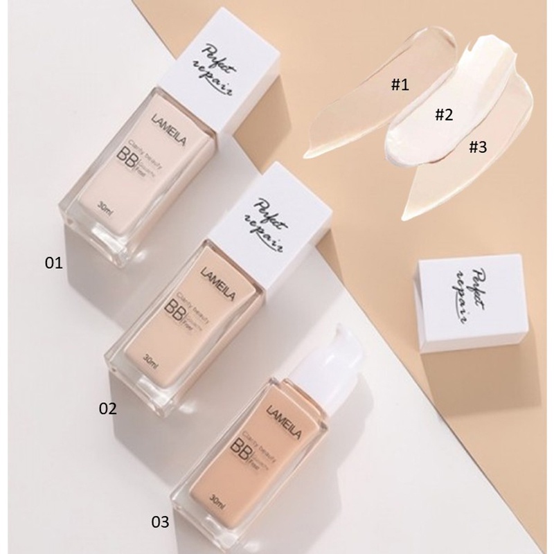 [HARGA PROMO] Lameila BB Cream Super Wearing Lasting Concealer Foundation Make Up 30ml - Glowing Tahan Lama Anti Air - Cream Penghilang Flek Hitam Permanen