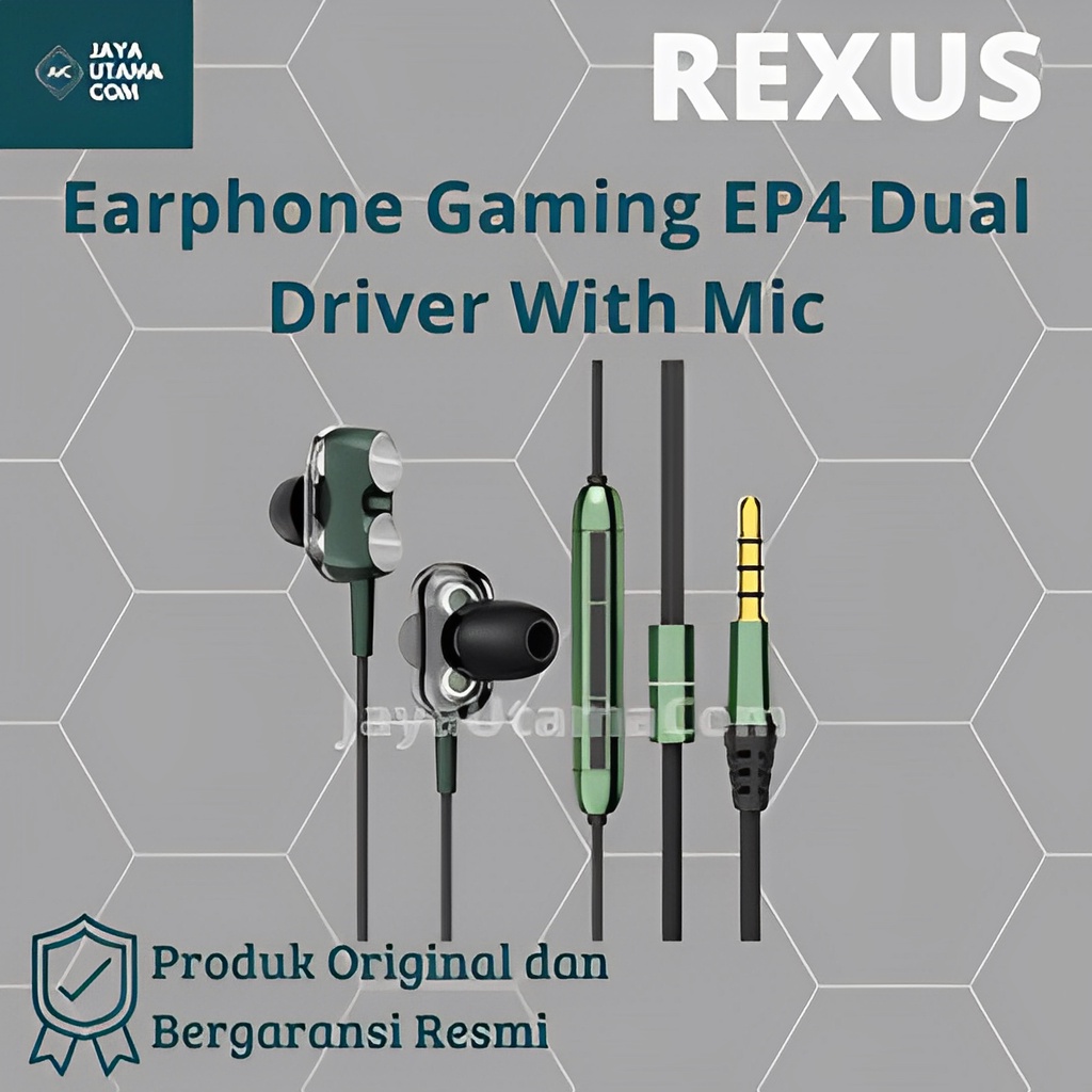 Rexus Earphone Gaming EP4 Dual Driver With Mic Original