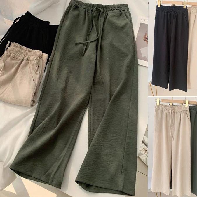 CHEKOUT Celana Kulot Wanita Armani - Celana Wanita Highwaist - Celana Kulot Linen