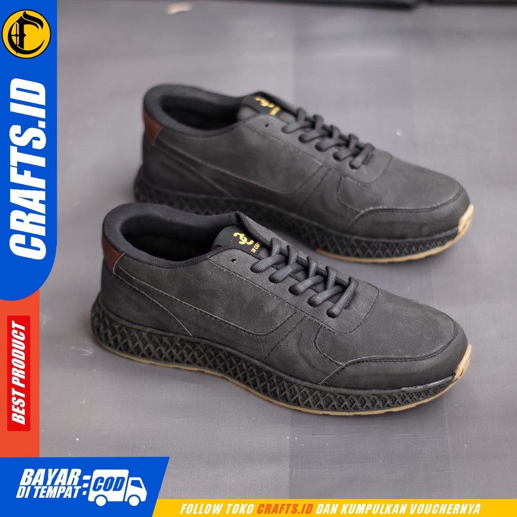 Sepatu Pantofel Formal Kerja Hitam Pria Crafts Leonidaz