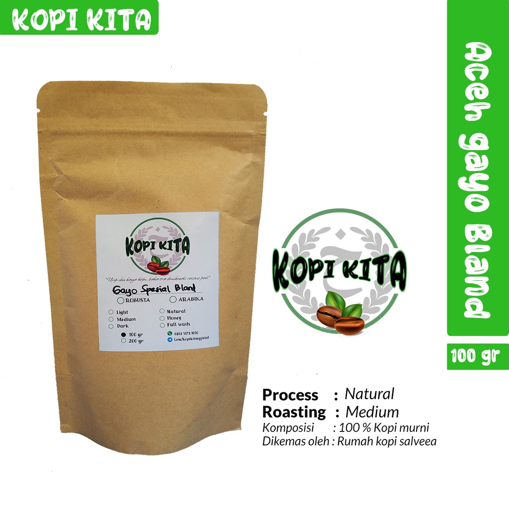 

KOPI ACEH GAYO BLAND Biji/Bubuk 100 gr