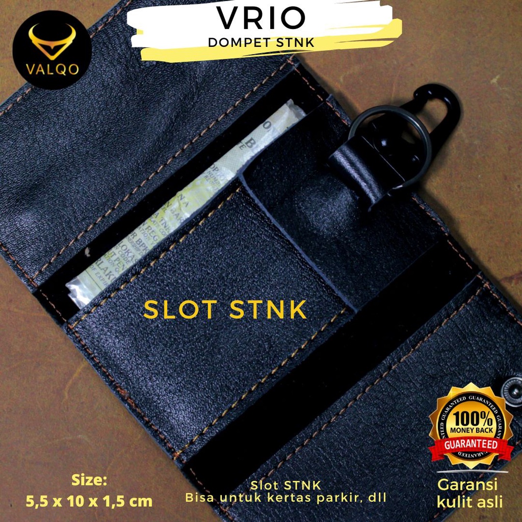 [VALQO] Dompet STNK VRIO Hitam Gantungan kunci kulit sapi untuk Mobil Motor bisa COD