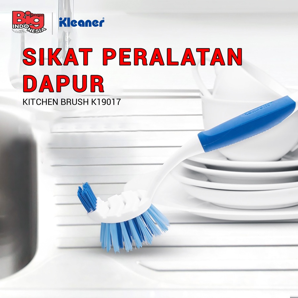 Sikat Peralatan Dapur Gagang Karet Lembut Kitchen Brush Serbaguna 27 Cm Kleaner K19017