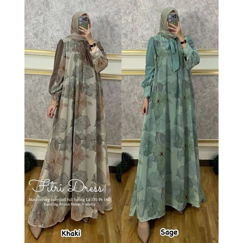 FITRI DRESS - PAKAIAN MUSLIM WANITA - TERBARU - DRESS - GAMIS WANITA - PAKAIAN MUSLIM WANITA