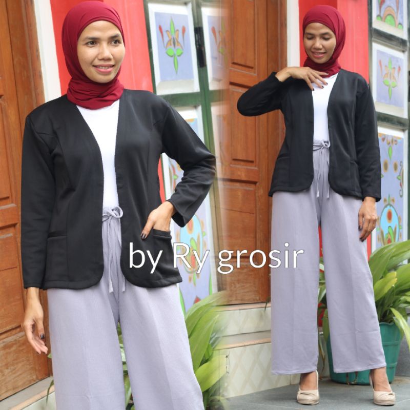 SETELAN BLAZER SCUBA + KULOT KNIT