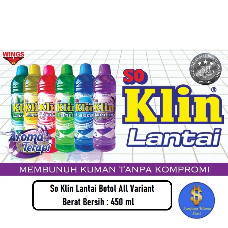 So Klin Pembersih Lantai Botol 450ml All Variant-Pembersih Lantai So Klin