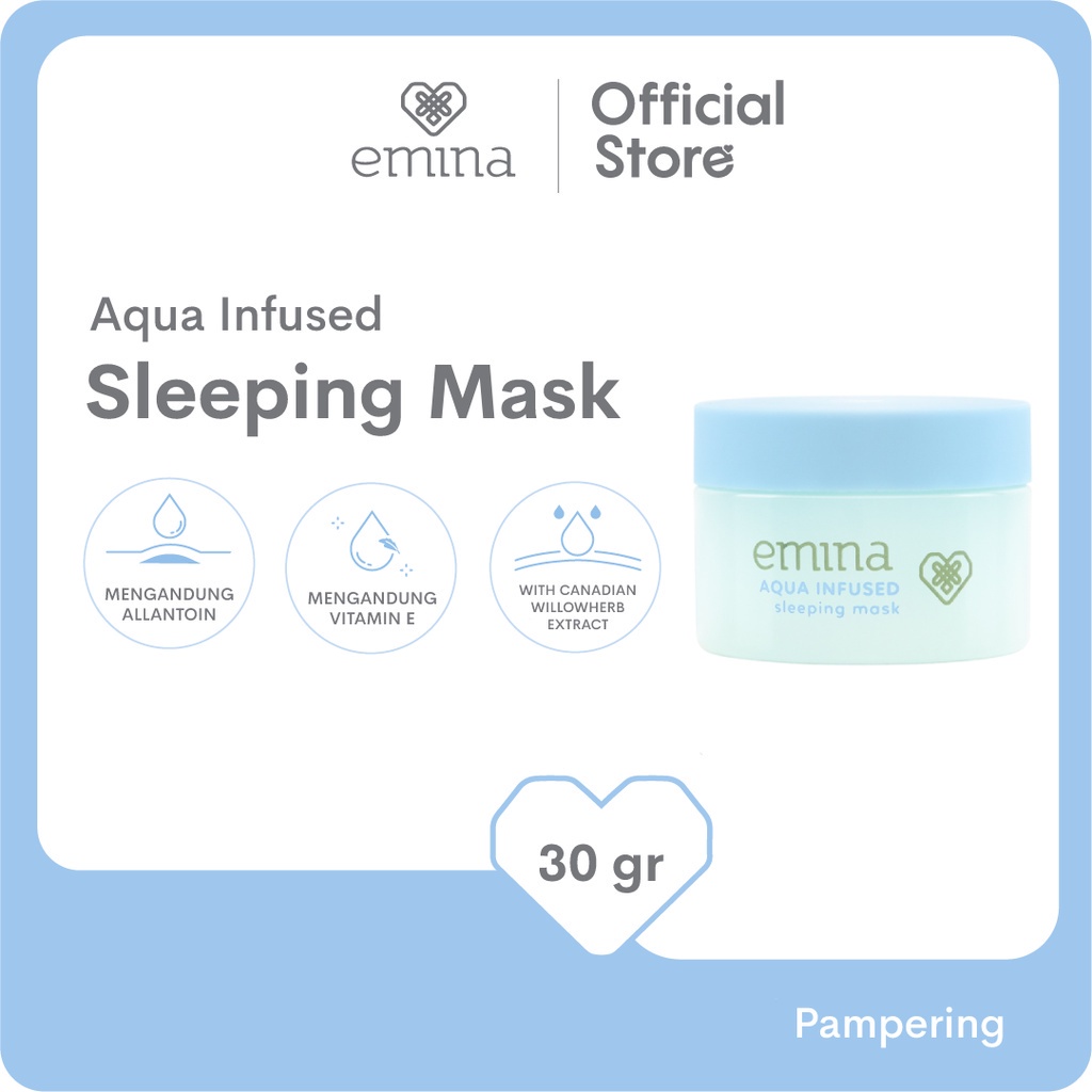 Emina Aqua Infused Sleeping Mask 30 g - Lembab Ekstra di Malam Hari, Cerah Glowing di Pagi Hari