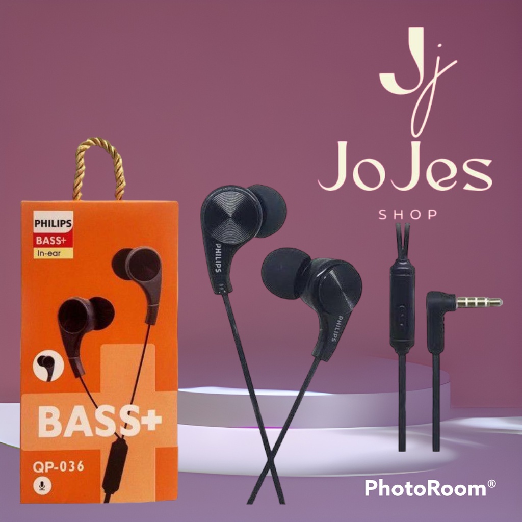 HEADSET HANDSFREE PHILIPS AT-036 QP-036  BASS+ IN-EAR STEREO EARPHONE AT036 QP036