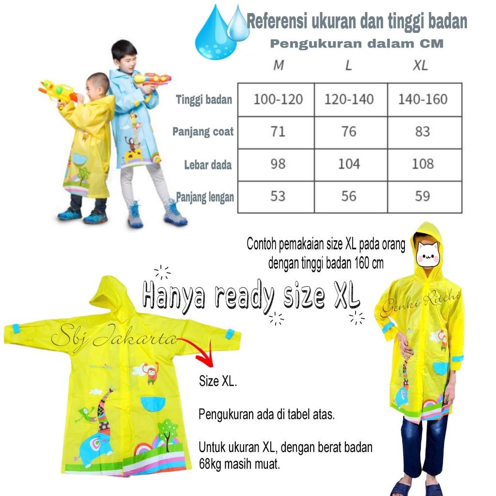 JAS HUJAN ANAK PREMIUM / CHILDREN RAINCOAT KARIKATUR KARAKTER