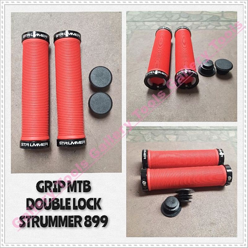 GRIP MTB DOUBLE LOCK STRUMMER 899 MERAH Sepeda aksesoris sparepart