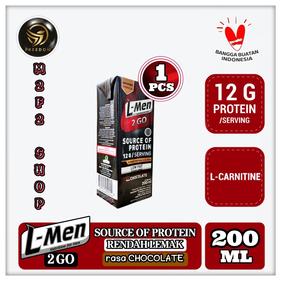 

L-Men High Protein 2 Go Low Fat Cokelat UHT Kotak - 200 ml (Kemasan Satuan)