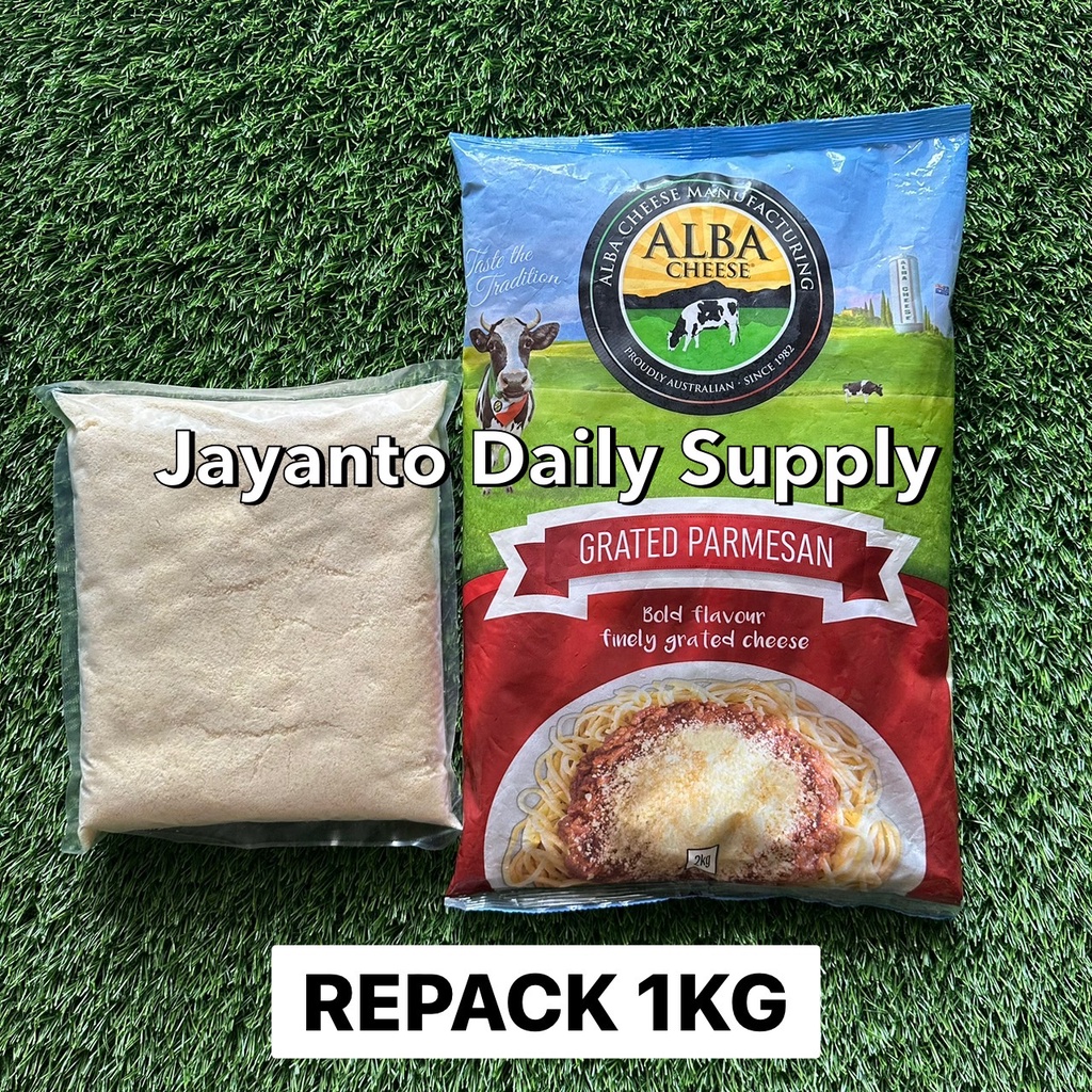 ALBA GRATED PARMESAN CHEESE 1KG REPACK / KEJU PARMESAN BUBUK IMPORT AUSTRALIA - 100% HALAL