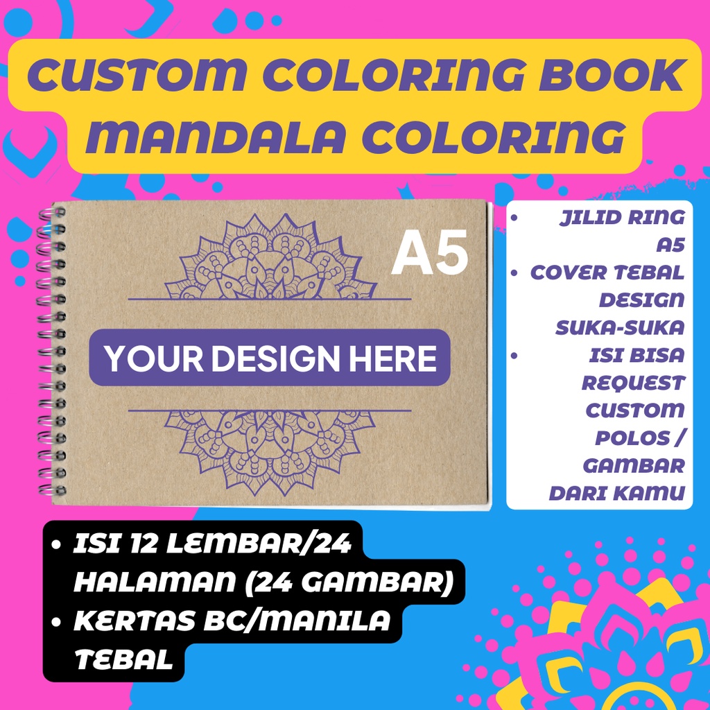 

Custom Buku Gambar A5 | Mandala Coloring Book | Jilid Spiral | Drawing Book Custom | Sketch Book | Kado Unik | Souvenir