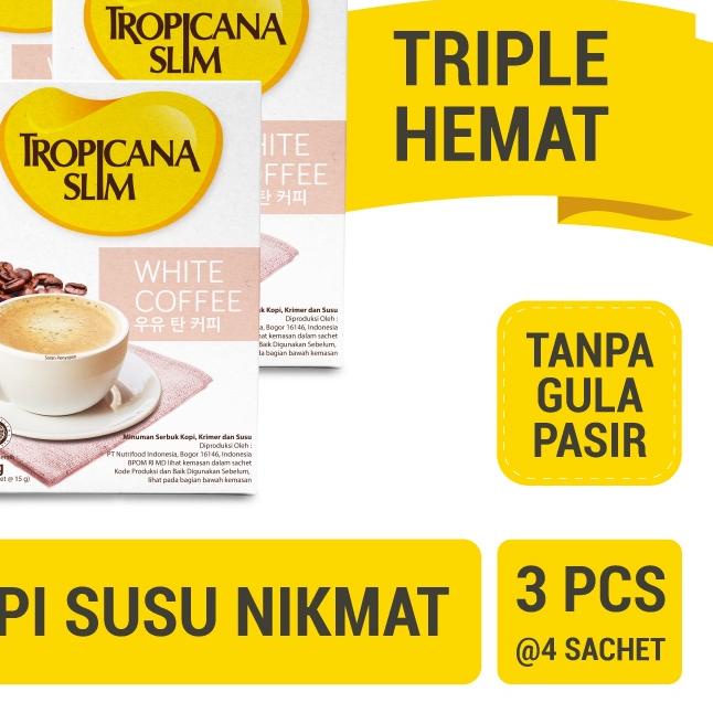 

۝ Triple Pack - Tropicana Slim White Coffee 4 Sch - Kopi Susu Nikmat Tanpa Gula Pasir ◄