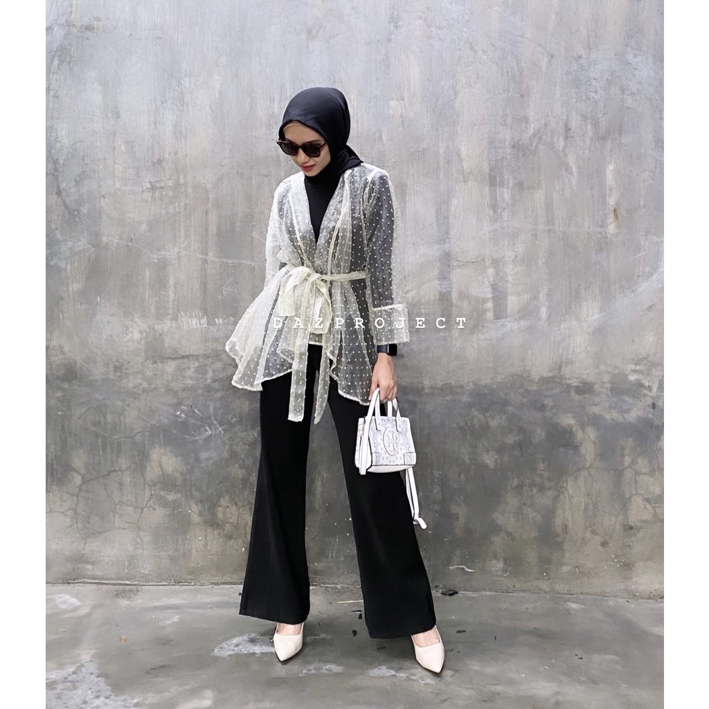 Outer organza dot outer Lebaran outer kondangan Free Belt by dazproject