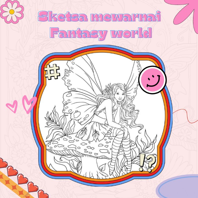 

Gambar Sketsa Mewarnai Dunia Fantasy - Isi 50 Lembar - Untuk Anak Dan Dewasa - Coloring Page By Crayon Papper - Buku Mewarnai - Sketh - Peri - Lukisan - Crayon