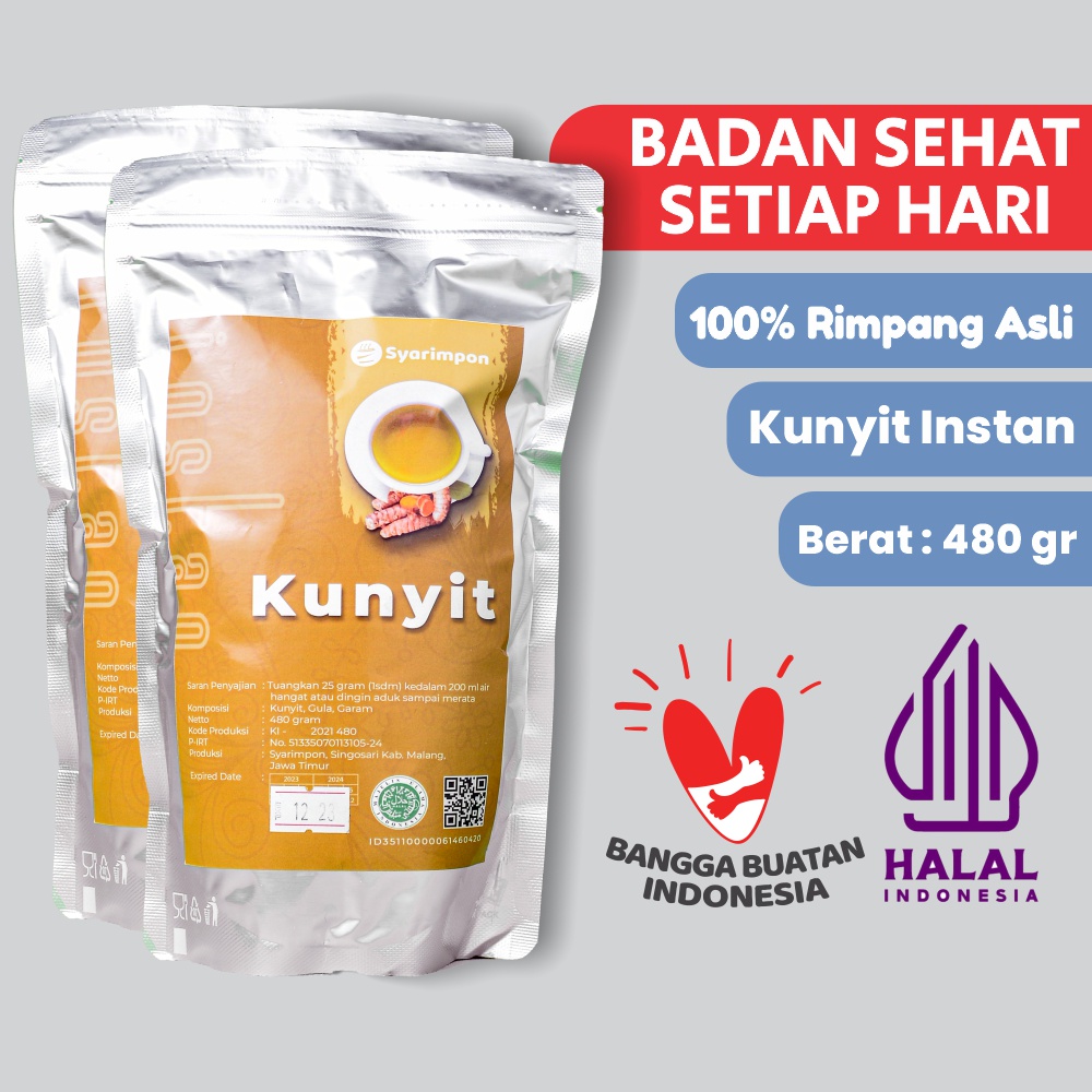 

GOM - Kunyit Bubuk Instan Syarimpon 480 gram Halal Kemenag / Minuman Jamu Tradisional / Minuman Rimpang Sehat Murah / Segala Umur Muda Tua / Jamu Berkualitas Premium / Bukan Jamu Murahan / Kemasan Higienis dan Halal / Minuman Kekinian