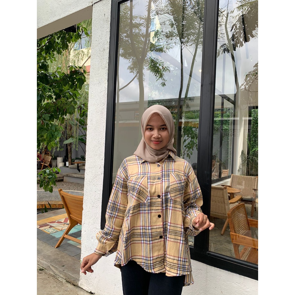 KEMEJA FLANEL OVERSIZE// KEMEJA WANITA FLANEL