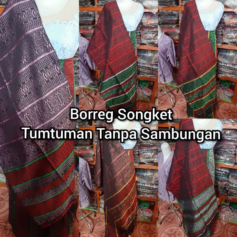 TTS KLASIK SONGKET TUMTUMAN TANPA SAMBUNGAN TENUN TANGAN TOBA SARUNG SELENDANG TARUTUNG MERAH HIJAU 