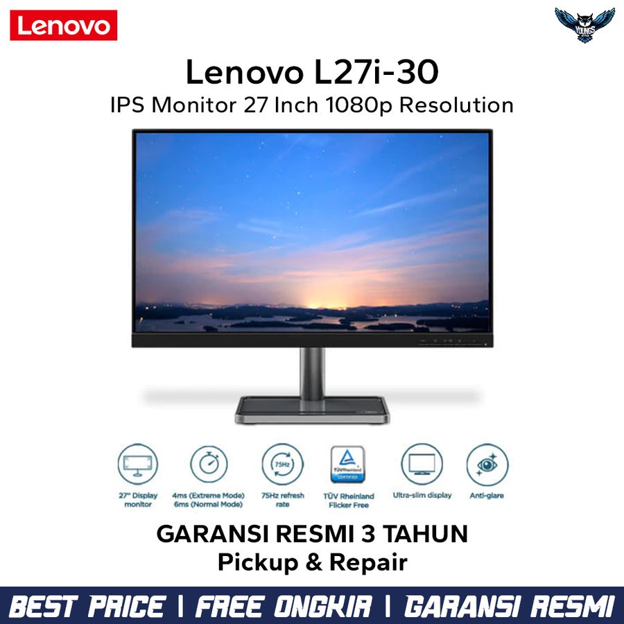 Monitor LED Lenovo L27i-30 27&quot; IPS 1080p 75Hz HDMI VGA Eye Caring