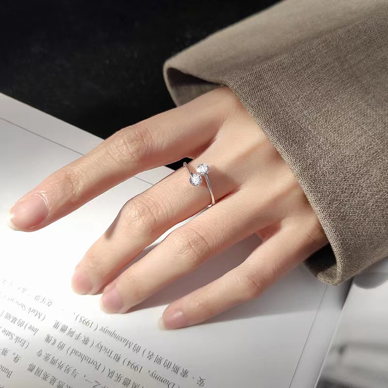 Cincin  Wanita Perak Korean Female Simple Fashion Ring Swan Ring Crystal - Ring Female Ins Ring New Accessory Gift