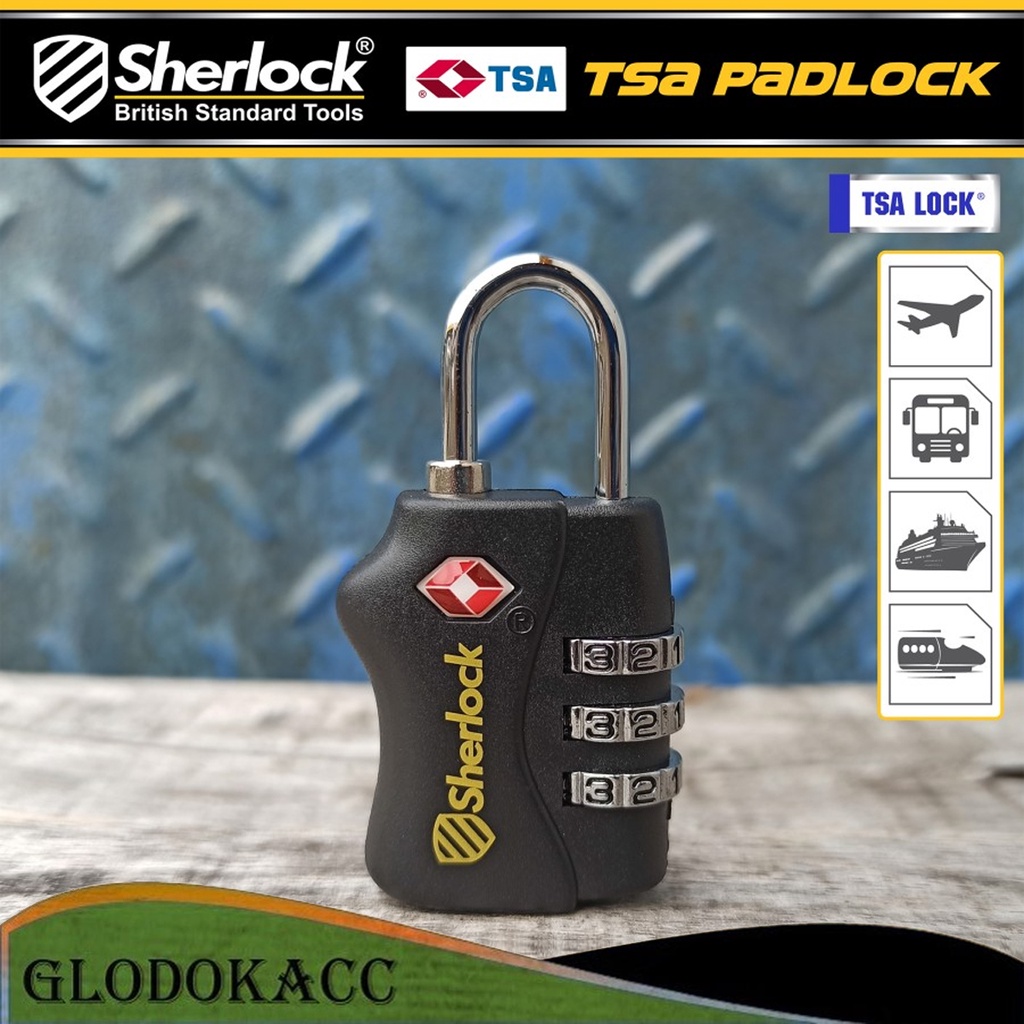 Gembok TSA Travel Combination 3 codes Sherlock Gembok Koper ABS Body (ORI TSA)