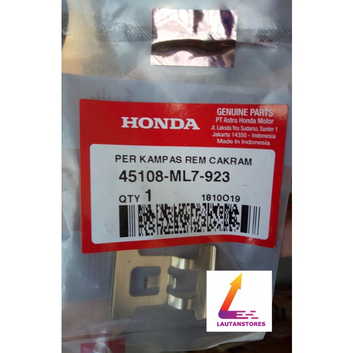 45108-Ml7-923 Plat Tahanan Kaliper Disk Belakang Supra X 125 Dd Blade Kode 184