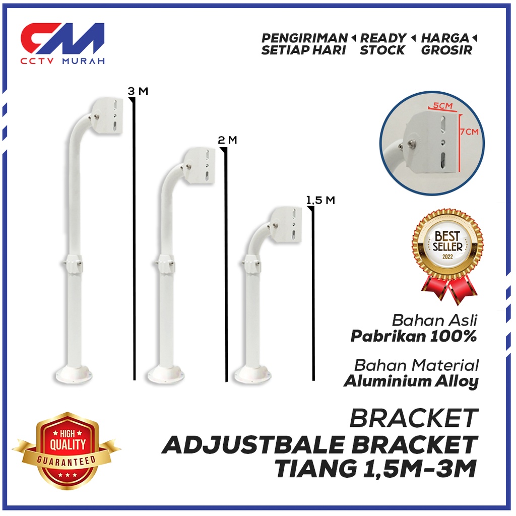 Adjustable Bracket Tiang L CCTV, Panjang 1,5 Meter - 3 Meter