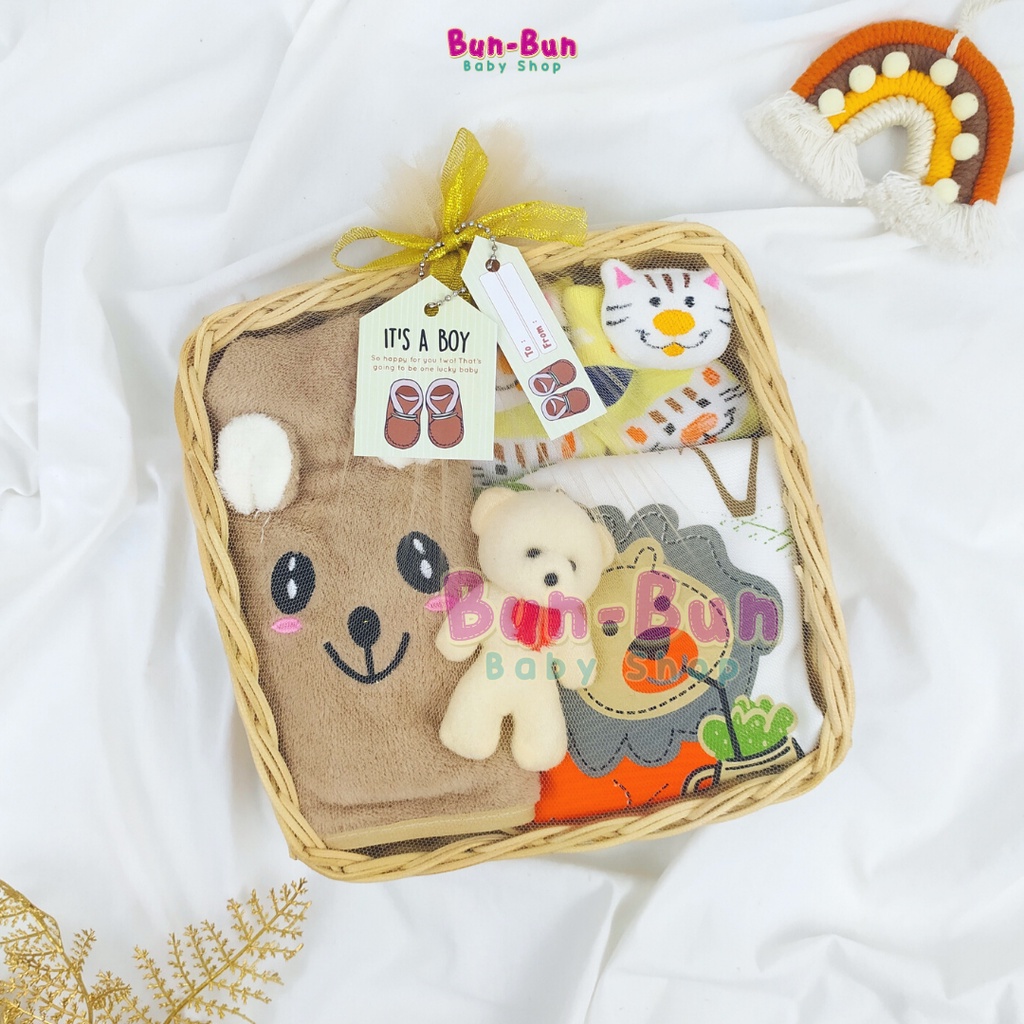 Hampers Bayi Premium Kado Lahiran Parsel Gift Set Baby Newborn Unisex Parcel Handuk Setelan Laki Cowok Kaos Kaki 3D Perlengkapan Baru Lahir Peralatan Bunbunbabyshop