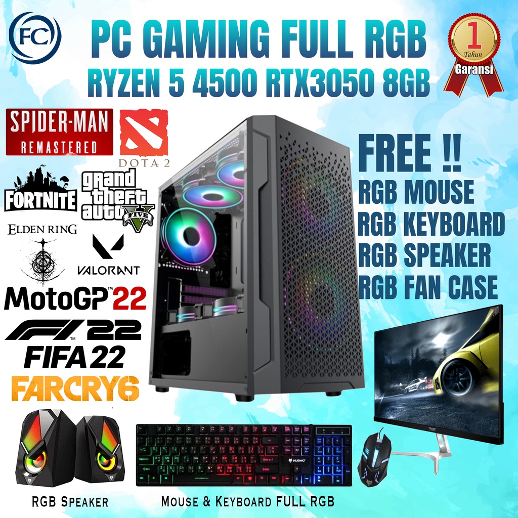 PC GAMING RYZEN 5 4500 16GB DDR4 RTX 3050 8GB  DESIGN LIVESTREAMING