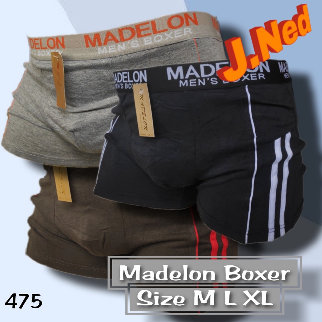 J475 Celana Dalam Pria Boxer Pria Madelon 9002 Warna  Mix Random