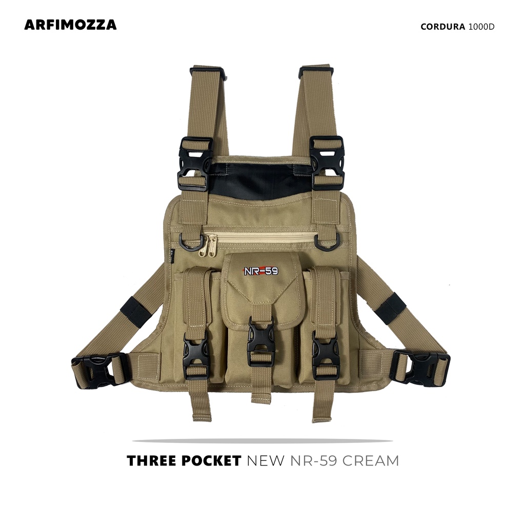 TAS DADA PRIA TACTICAL ORIGINAL NR-59 CREAM THREE POCKET RING ARACNA / CHEST RIG BAG NR-59 ORIGINAL / CHEST BAG PREMIUM ORIGINAL NR-59