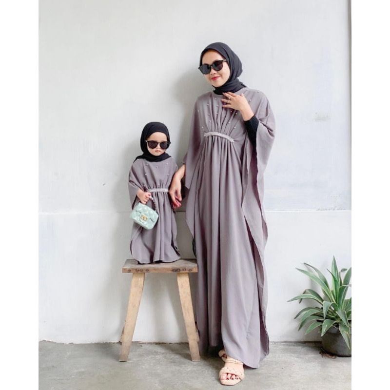 Kaftan Crinkle Couple Ibu dan Anak Kaftan Mutiara Crinkle Airflow Terbaru Lebaran 2023