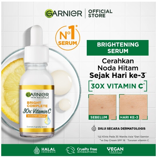 Garnier Bright Complete Vitamin C 30x Booster Serum Single - Kulit Cerah Light Complete