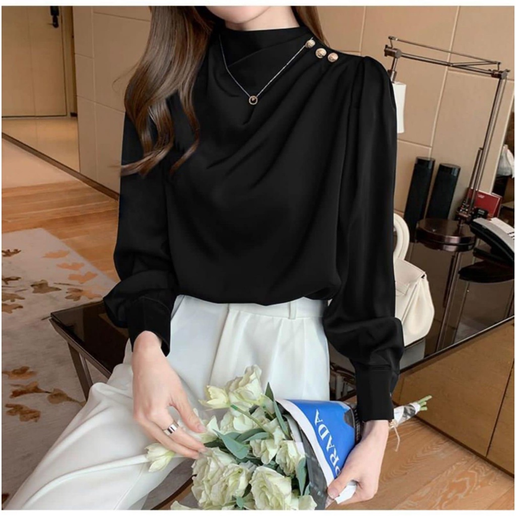 KALANTHA FASHION Jasmine Satin Blouse (Seri 2) Atasan Wanita Bahan Satin Silk Model Halter Neck Supe