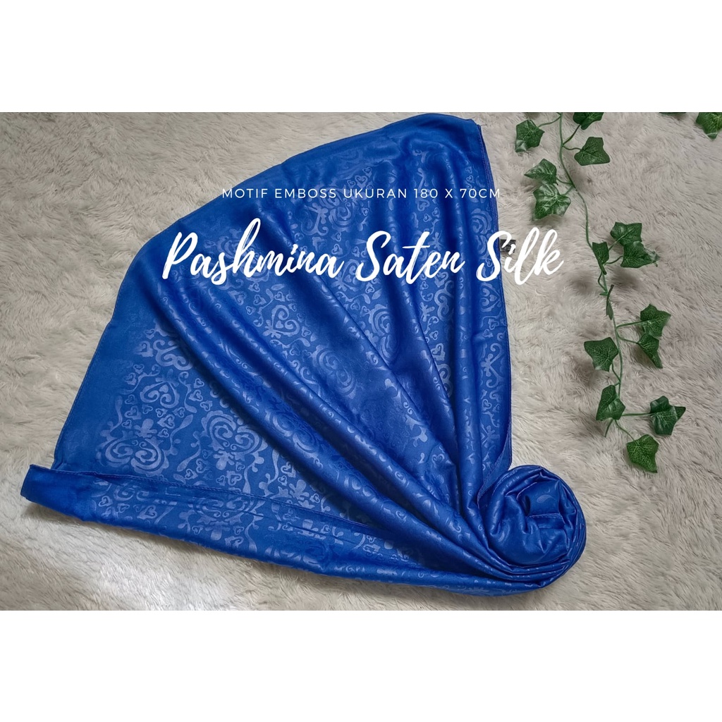 Pashmina Motiif Saten Silk Polyester | Jilbab Selendang Satin Lembut Bermotif