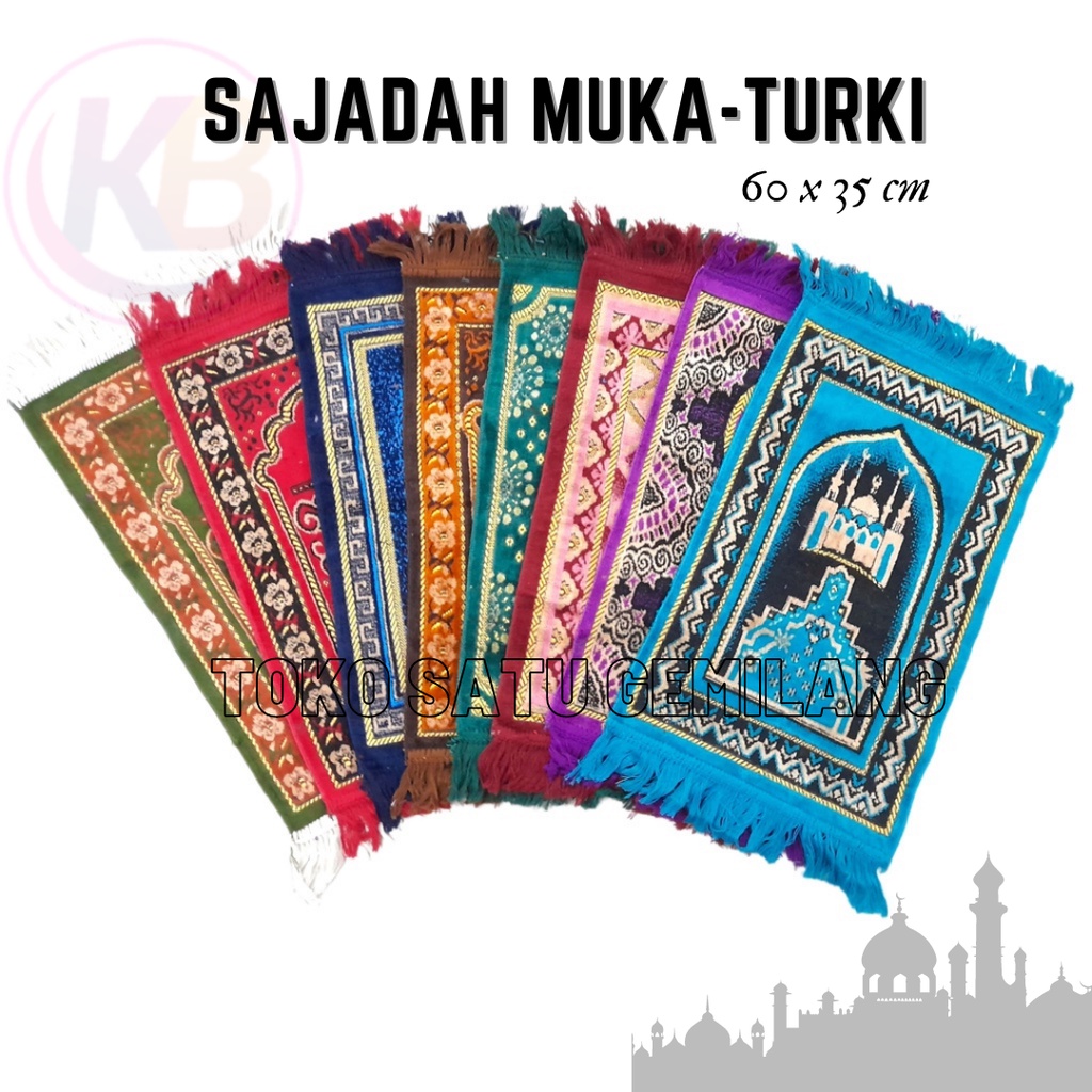 Sejadah Turki Ukuran 35 x 60 Cm / Cocok Untuk Travel dan Souvenir / Sejadah Muka Kepala / Sejadah Li