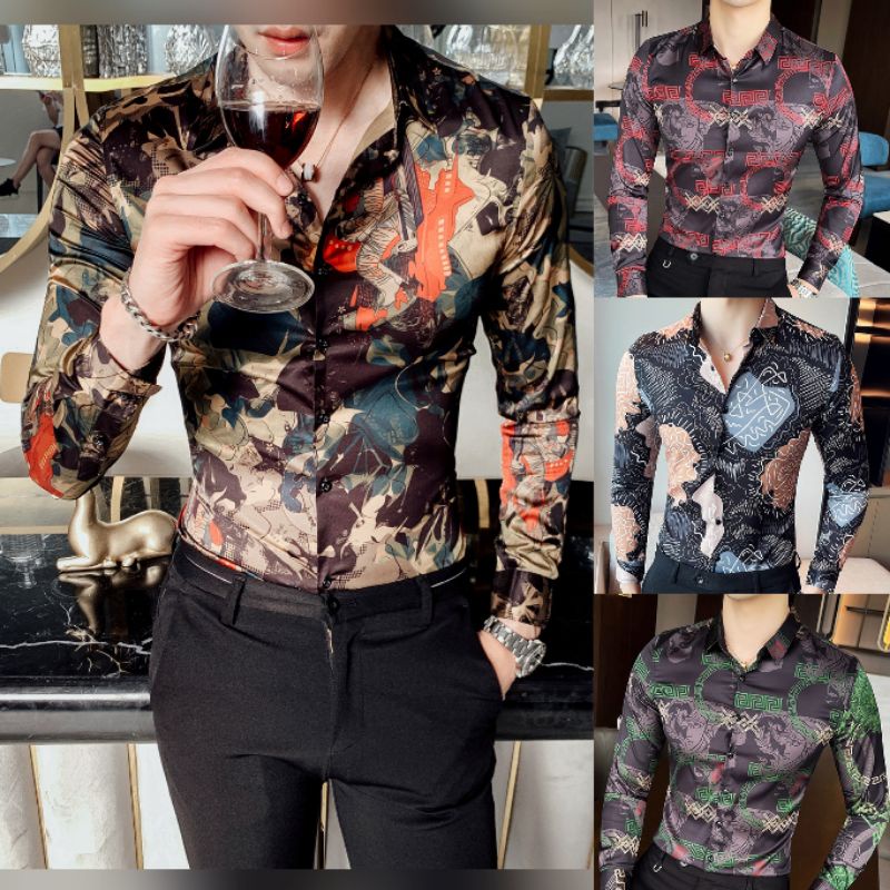 K88 M-4XL Kemeja pria slimfit impor silky handfeel baju pesta pria baju cowo keren baju kondangan pr