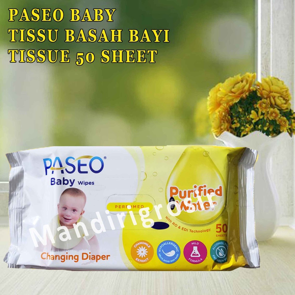 PASEO TISSU BASAH BAYI 50 SHEET * PASEO WET TISSUE 50 SHEET * tissu