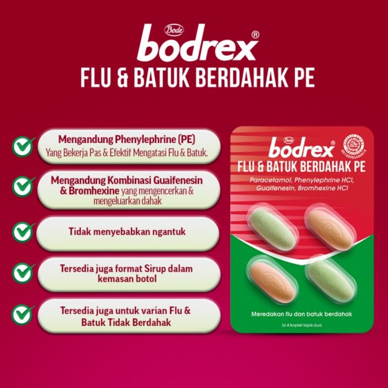 Bodrex Flu dan Batuk Berdahak PE 1 Folding Box Isi 25 Blister @ 4 Kaplet