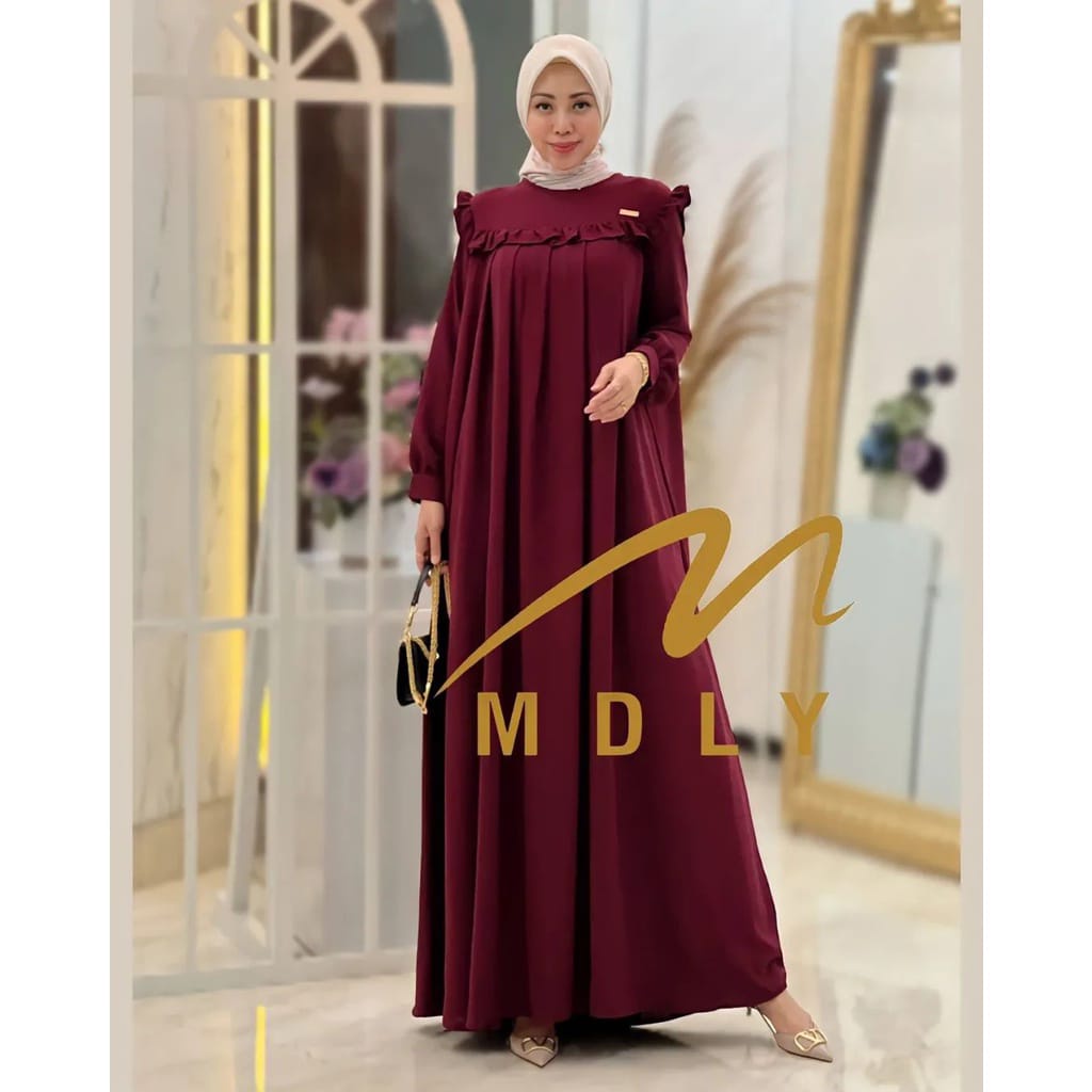 Terbaru Belinie Gamis Cringkel Premium Aplikasi Renda Fit XXL-XL-L Dress Jumbo Kekinian 2023 Baju Kondangan Wanita Busui Friendly Gaun Cantik Pakaian Pesta Cewek Fashion Wanita Muslim Dres Big size Oufit vintage