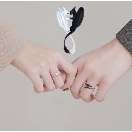 Cincin Couple Adjustable Sayap Malaikat Iblis Untuk Pasangan Rings